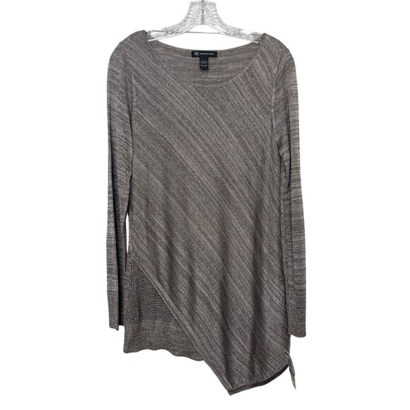 INC International Concepts Metallic Asymmetrical Hem Shirt Womens Large New - Picture 1 of 8